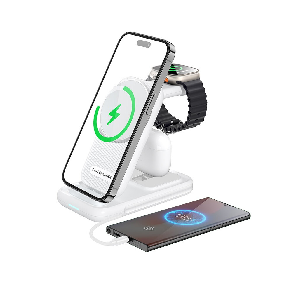Chronus Wireless Charger, 4 In 1 Foldable Wireless Charging Station 15W Fast Magnetic Charger, Charger Stand For Iphone Samsung S24/S23/S22/S21 6976918003997