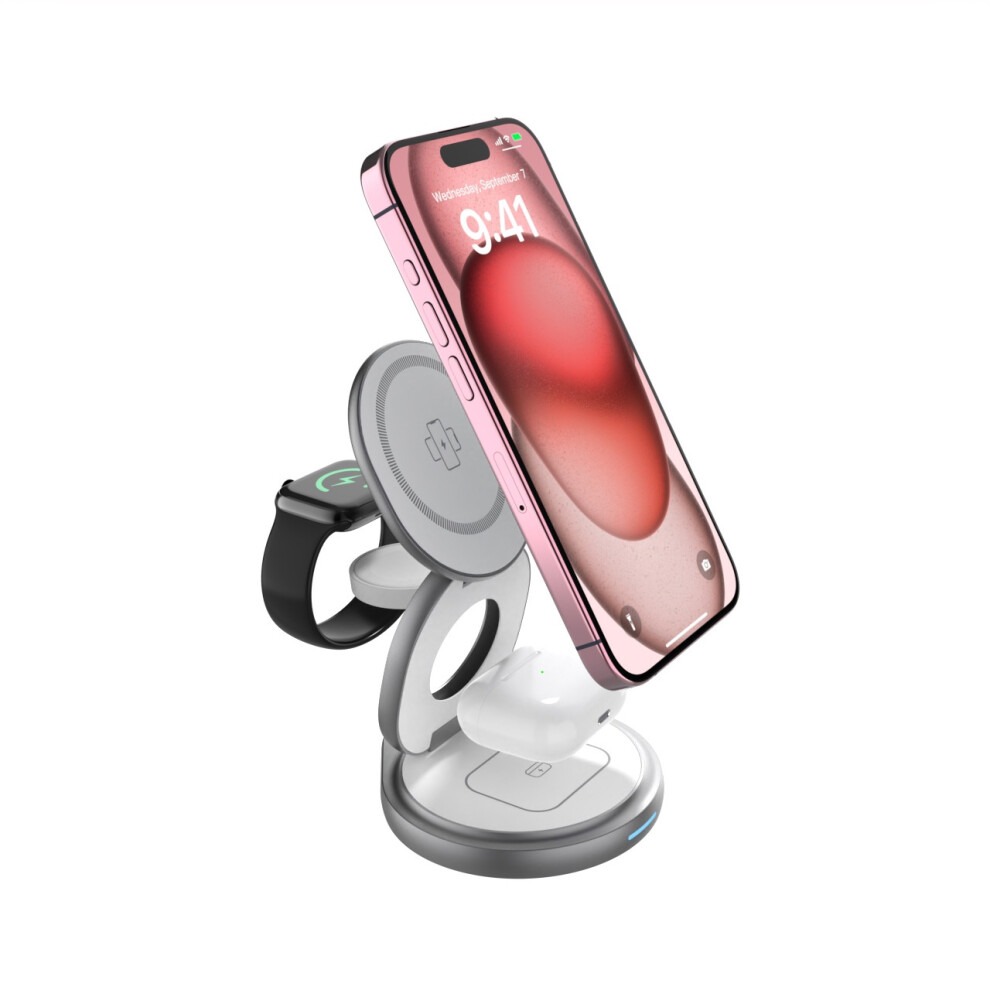 Chronus 3 In 1 Charging Station For Apple Magsafe Travel Charger Foldable Magnetic Wireless Charger Rotating,For Iphone15/14/13/12 Series,Iwatch 6976918003881