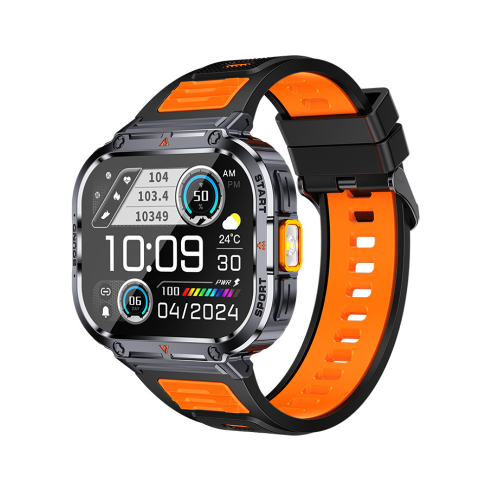 Chronus Smartwatch With Bluetooth Calling, Flashlight, Heart Rate, Blood Oxygen, And Blood Pressure Monitoring, And Multi-Sport Modes(Orange) Orange 6976918003409