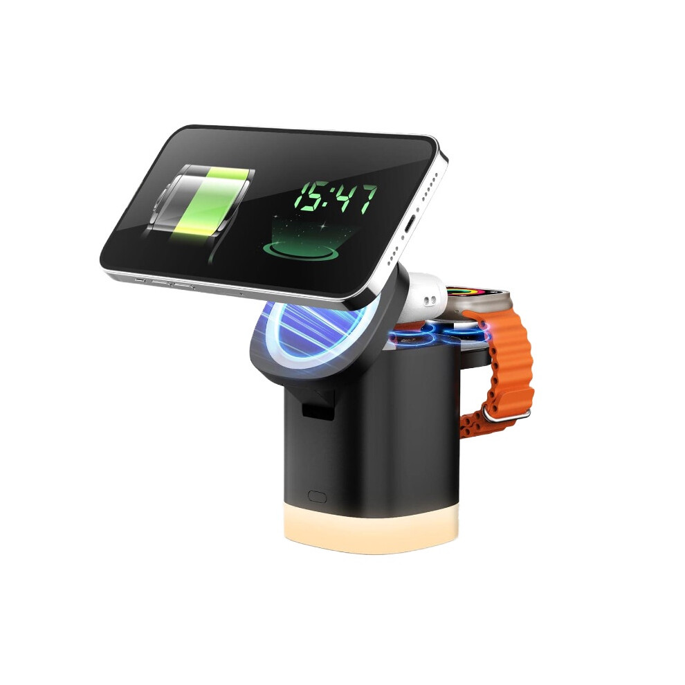 Chronus Wireless Charging Station, 3 In 1 With Night 15W Charging Base Holder For Cell Phone, Smart Watch, Earbuds, Desktop Charging Light 6976918003959
