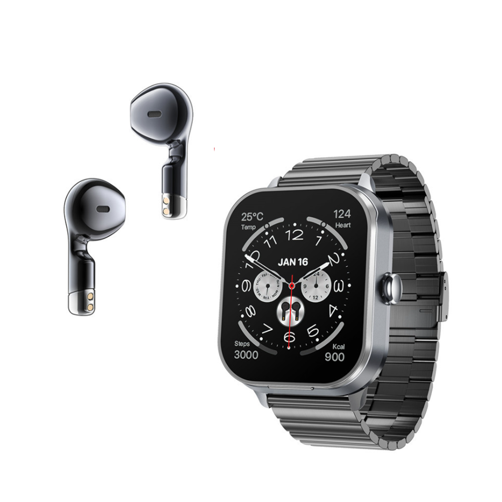Chronus Smartwatch With Tws Earbuds 2-In-1, Bluetooth Calling, Sports Watch, Heart Rate, And Health Monitoring(Grey) Grey 6976918003164