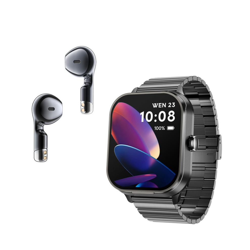 Chronus Smartwatch With Tws Earbuds 2-In-1, Bluetooth Calling, Sports Watch, Heart Rate, And Health Monitoring(Black) Black 6976918003157