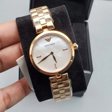 ARMANI AR11196 WOMEN'S WATCH ROSE STRAP WHITE DIAL ROSE GOLD CASE
