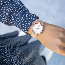 ARMANI AR11199 WOMEN'S WATCH PINK STRAP WHITE DIAL ROSE GOLD CASE