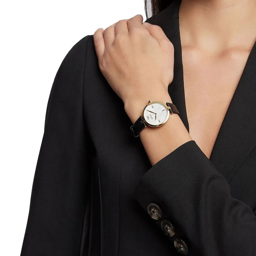 EMPORIO ARMANI AR11200 WOMEN'S WATCH BLACK STRAP WHITE DIAL GOLD CASE