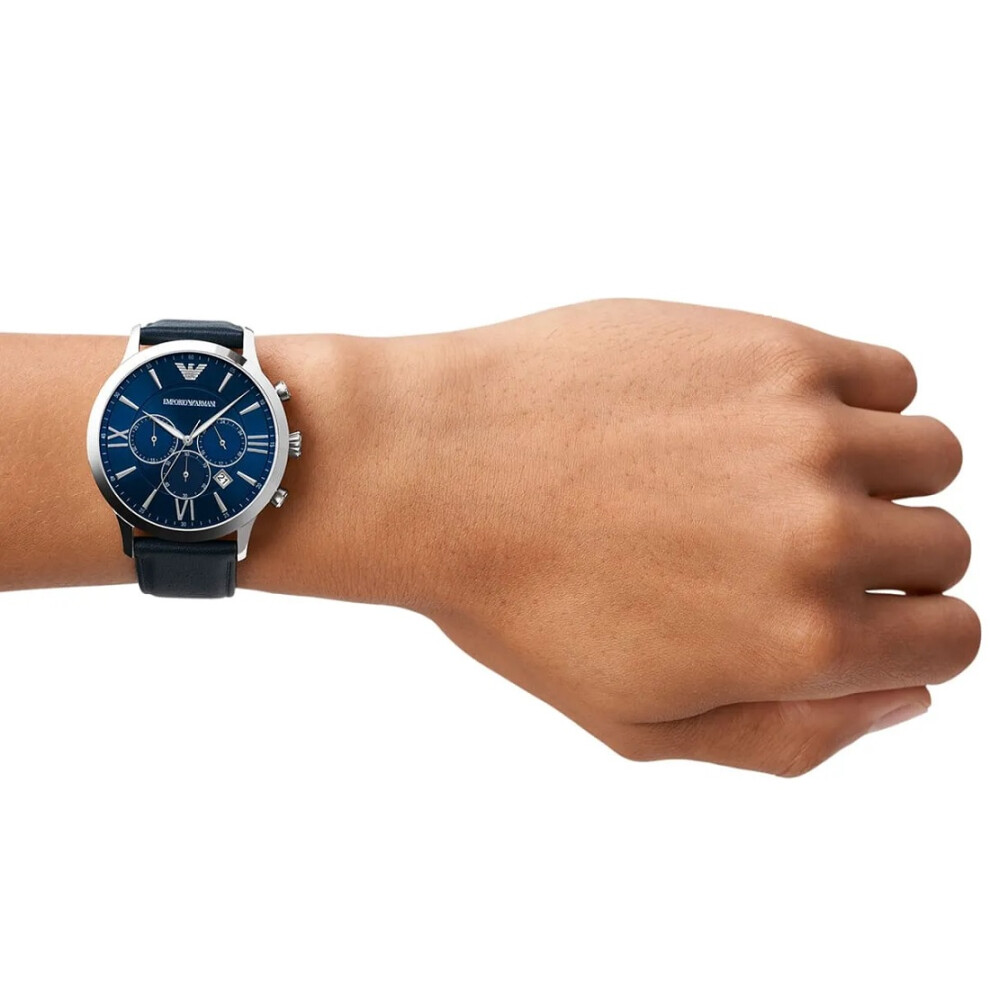 EMPORIO ARMANI AR11226 MEN'S WATCH BLUE STRAP BLUE DIAL SILVER CASE