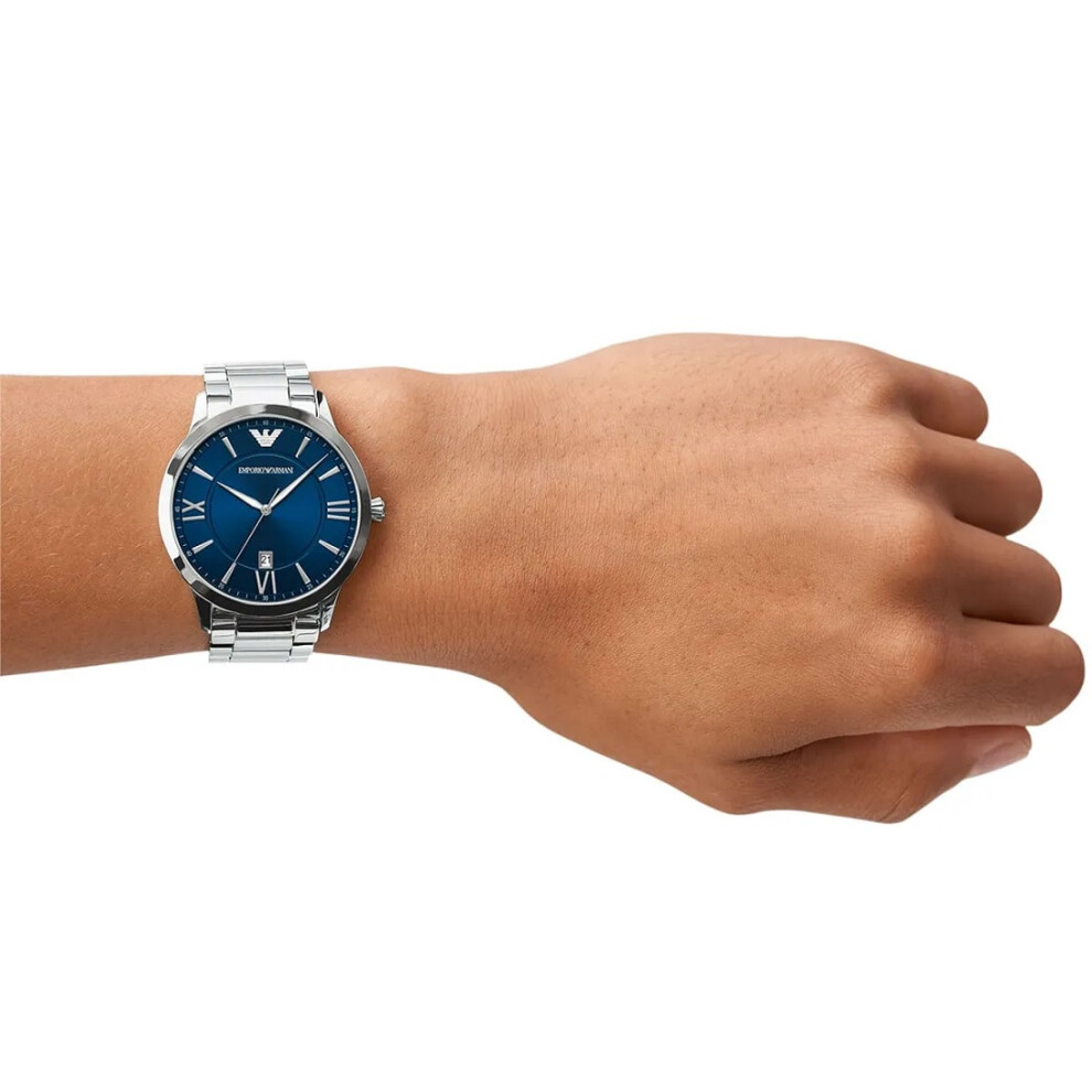 EMPORIO ARMANI AR11227 MEN'S WATCH BLUE STRAP BLUE DIAL SILVER CASE