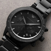 EMPORIO ARMANI AR11242 MEN'S WATCH BLACK STRAP BLACK DIAL BLACK CASE