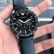EMPORIO ARMANI AR11243 MEN'S WATCH BLACK STRAP BLACK DIAL SILVER CASE