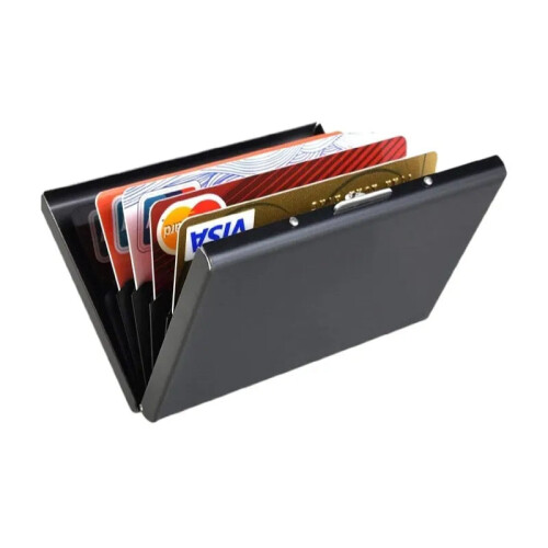 (Black) Card Holder Push Case ID Wallet 1