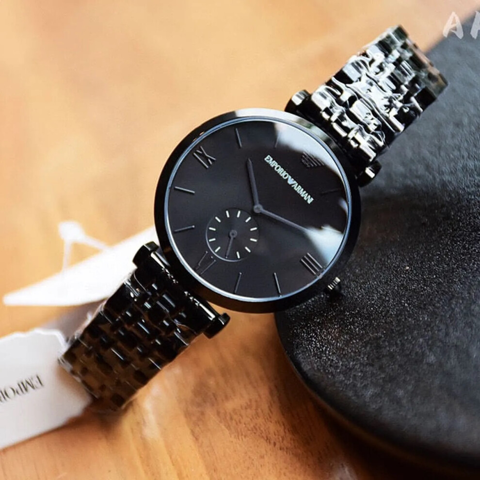 EMPORIO ARMANI AR11299 MEN'S WATCH BLACK STRAP BLACK DIAL BLACK CASE