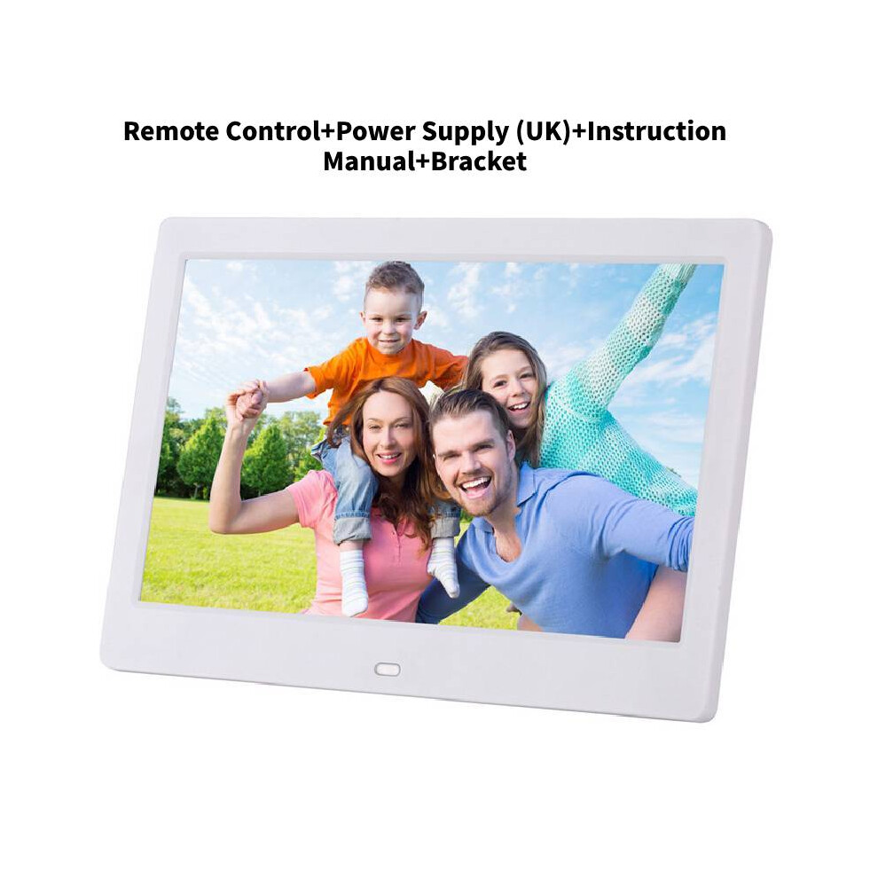 (White) Inch Black 10 Digital Photo Frame With Music Video Calendar Alarm Clock Remote