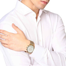 EMPORIO ARMANI AR11315 MEN'S WATCH GOLD BAND SILVER DIAL GOLD CASE
