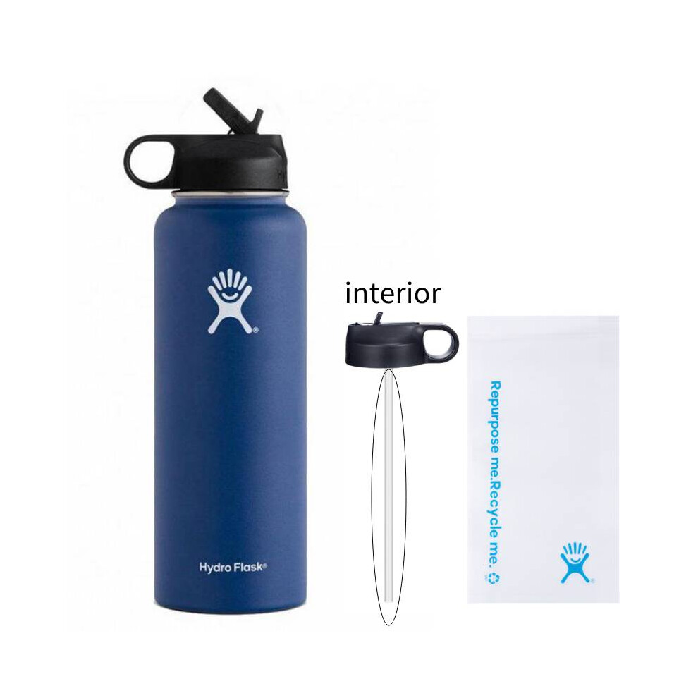 Veishet ( Straw) 32Oz Hydro Flask Large Capacity Stainless Steel Kettles Sports Thermos Cups Blue