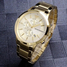 EMPORIO ARMANI AR11332 MEN'S WATCH GOLD BRACELET SILVER DIAL GOLD CASE