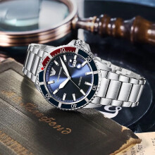 EMPORIO ARMANI AR11339 Men's Watch - Blue Dial, 42mm Silver Stainless Steel Case & Bracelet, 100m Water Resistant