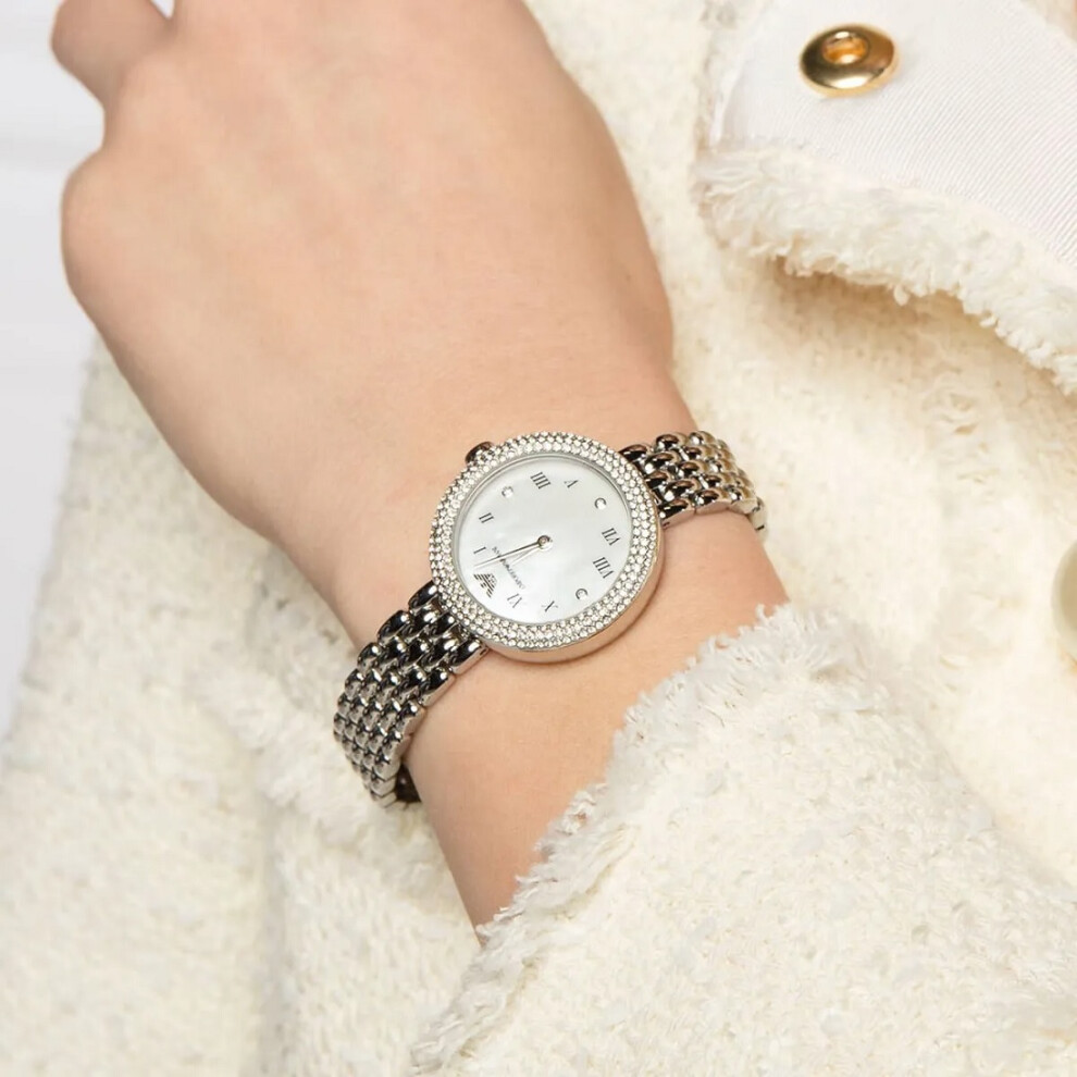 EMPORIO ARMANI AR11354 WOMEN'S WATCH SILVER STRAP WHITE DIAL