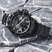 EMPORIO ARMANI AR11363 MEN'S WATCH BLACK STRAP BLACK DIAL BLACK CASE