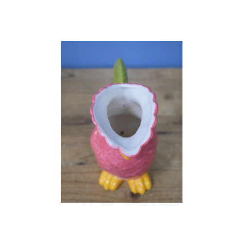 Polly the Pink Parrot Ceramic Decorative Jug | Milk or Cream Server 1