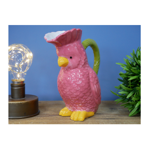 Polly the Pink Parrot Ceramic Decorative Jug | Milk or Cream Server 2