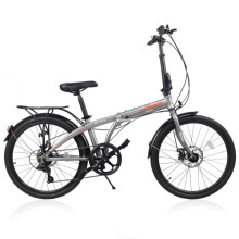(Grey) 24" Folding City Bike Aluminum Frame 7 Speed Folding Bike