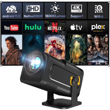 (Dull Black) Smart Mini Projector Gimbal5 Android 11 Full HD Projector 18000 Lumens Native 1080P 4K