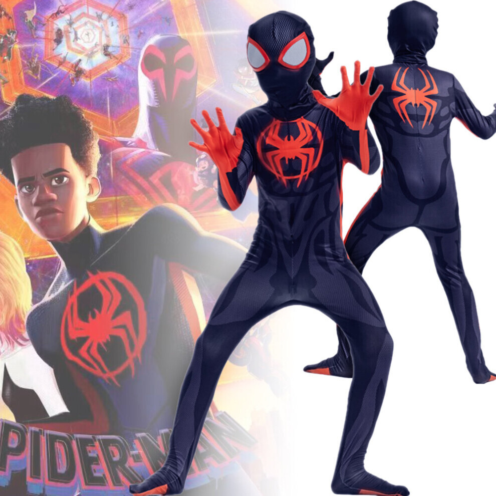 (3-4 Years) Spiderman Costume Across The Spider-Verse Miles Morales Cosplay Costume Kids Fancy Dress Halloween Party Jumpsuit