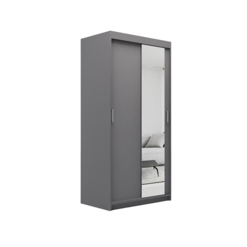 (100cm, Grey) ELUKS Modern Sliding Door Wardrobe OVI