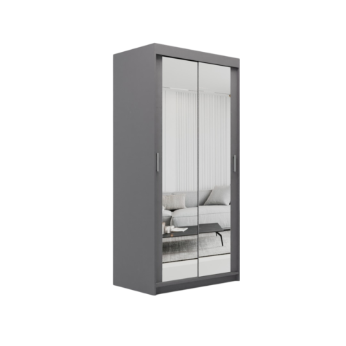 (100cm, Grey) ELUKS Modern Sliding Door Wardrobe SKY