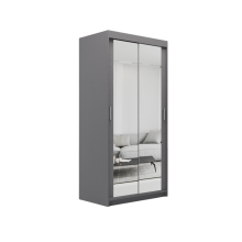 (100cm/+ 2 drawers, Grey) ELUKS Modern Sliding Door Wardrobe SKY