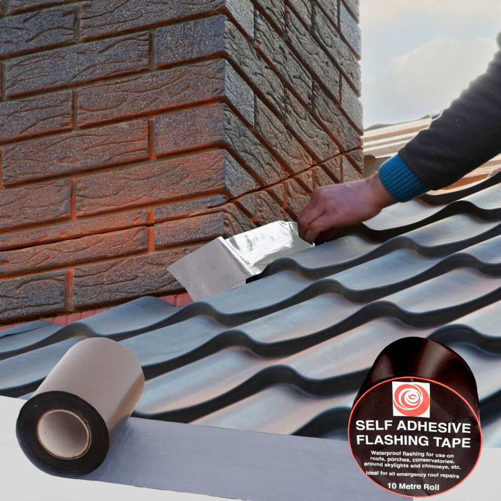 (225Mm X 10M) Strong Self Adhesive Flashing Tape For Roofing 10M Lead Flashing Roll For Bitumen Roof, Chimney, And Gutter Repairs 5061064150013