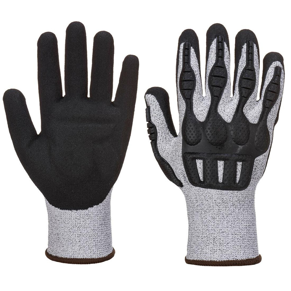 (XL, Grey/Black) Portwest Unisex Adult A723 Impact Resistant TPV Cut Resistant Gloves