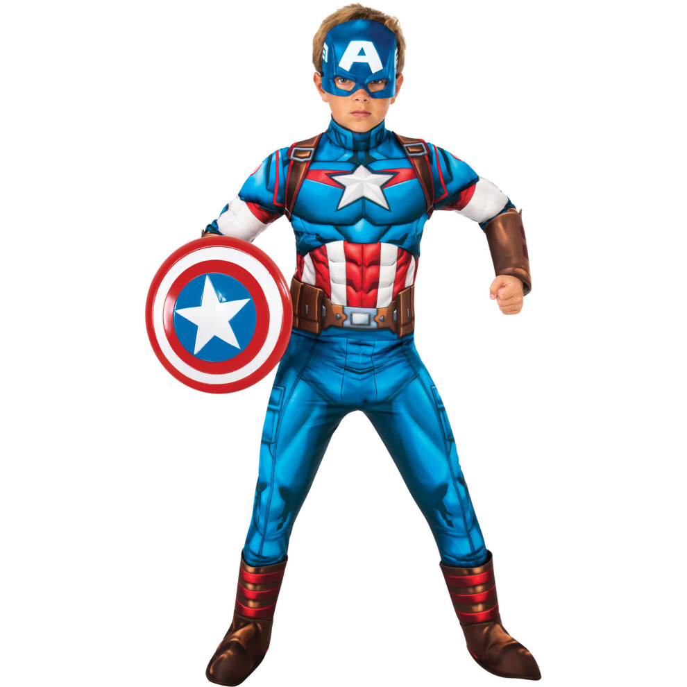 (L, Blue/White/Red) The Avengers Childrens/Kids Deluxe Captain America Costume