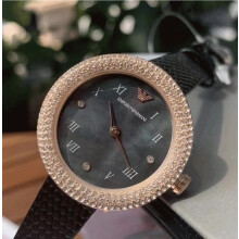 EMPORIO ARMANI AR11373 WOMEN'S WATCH BLACK STRAP ROSE GOLD CASE