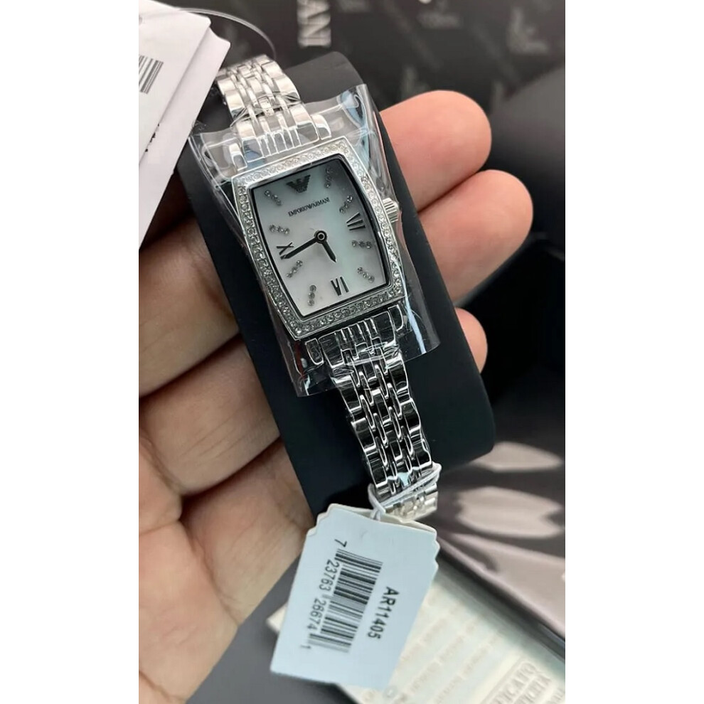 EMPORIO ARMANI AR11405 WOMEN'S WATCH SILVER STRAP WHITE DIAL