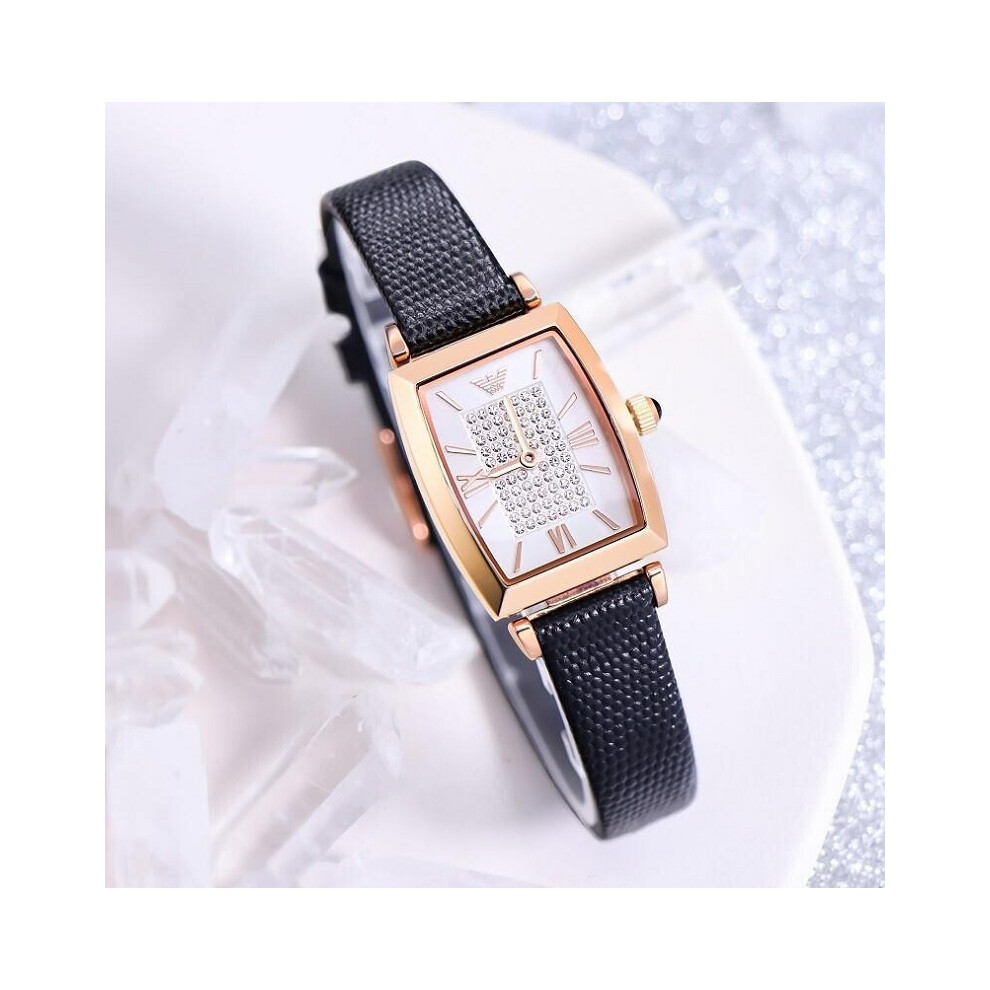 EMPORIO ARMANI AR11408 WOMEN'S WATCH BLACK STRAP SILVER DIAL