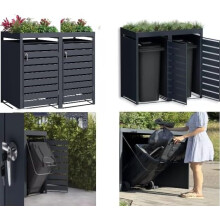 DWD® Double Wheelie Bin Hideaway w/ Plant Roof, Locking Door