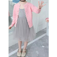 (Pink, 11-12 Years) Girls Cardigan Long Sleeve Sweater Knitted School Jumpers Spring Age 3-12 Years