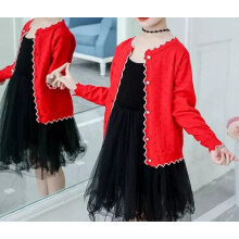 (Red, 4-5 Years) Girls Cardigan Long Sleeve Sweater Knitted School Jumpers Spring Age 3-12 Years