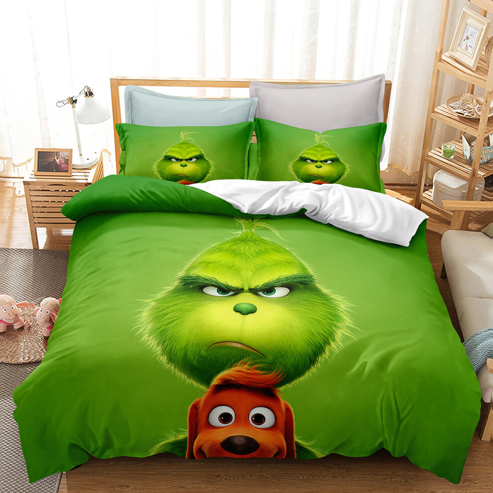 (Style 22, Single(135X200CM/2PCS)) The Grinch Kids Bedding Single Double Duvet Cover