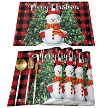 Christmas Placemats Set of 4 Xmas Tree Red Buffalo Plaid Place Mats