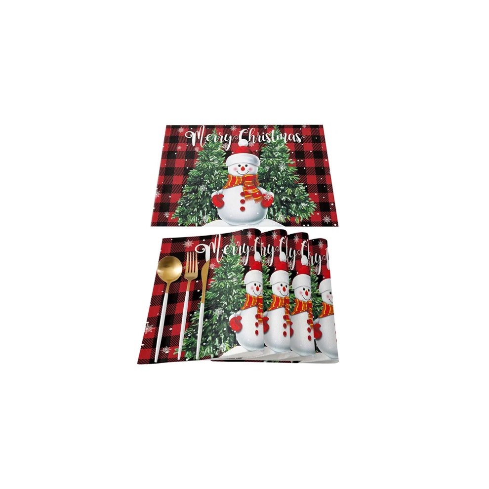 Christmas Placemats Set of 4 Xmas Tree Red Buffalo Plaid Place Mats