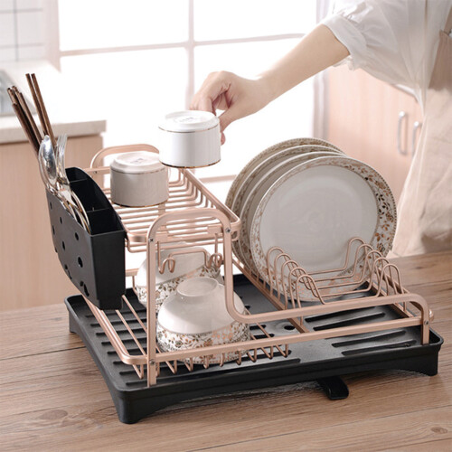 Living And Home Kitchen Dish Drainer Rack with Drip Tray Holder Plate Rack 1