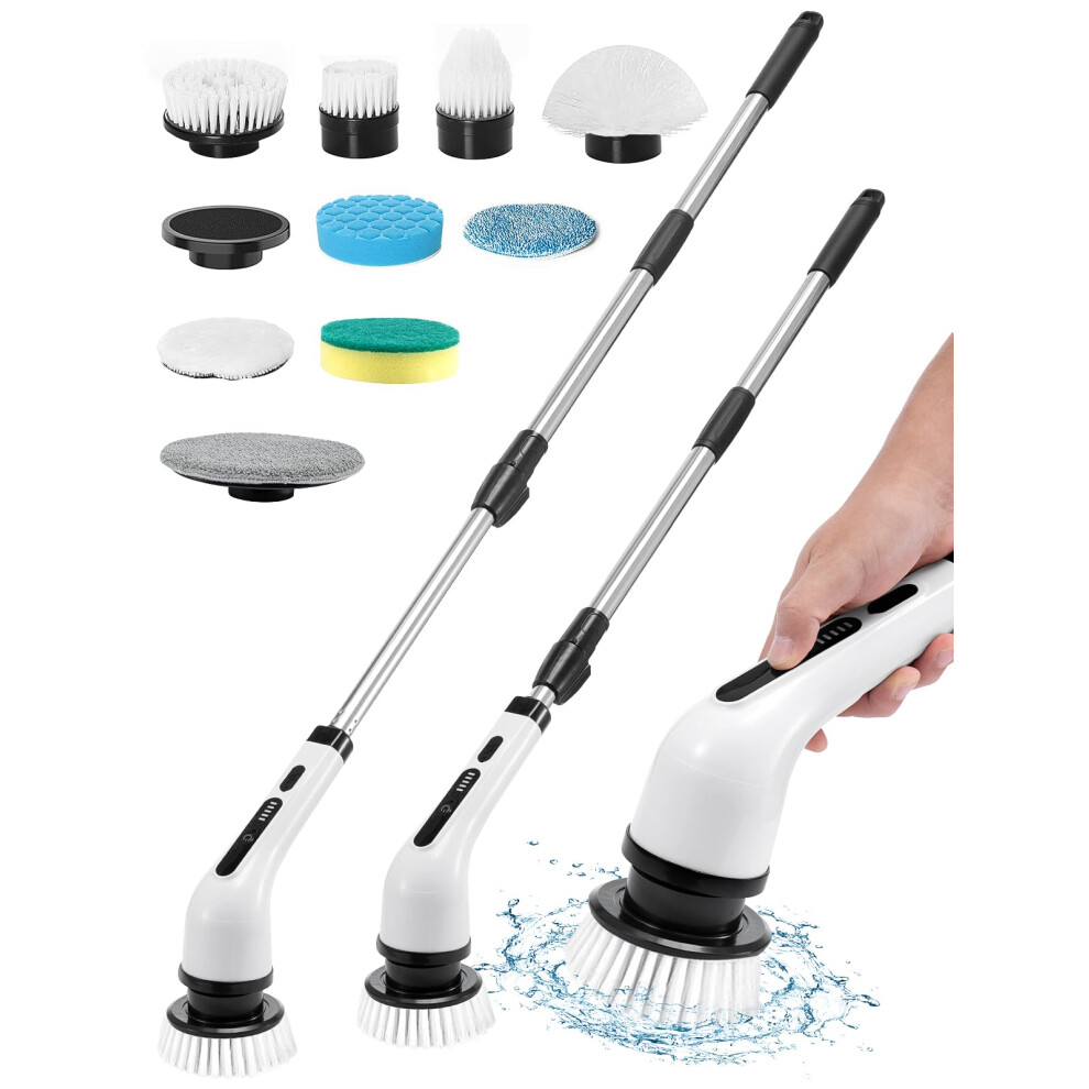 9 In 1 Electric Spin Scrubber Cordless Cleaning Brush White
