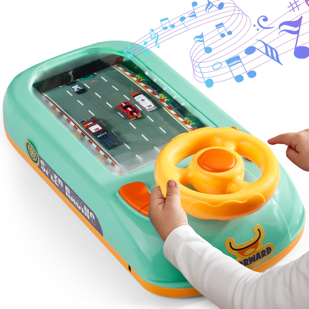 (space) Kids' Racing Car Steering Wheel Toy, Interactive Play for Racing, Dodging, and Overtaking Games