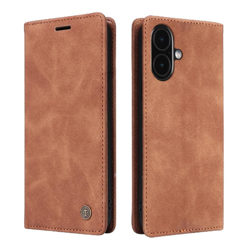 (Orange) Flip Case For Iphone 16 Plus Leather Case Shockproof Flip Cover Wallet Simple Business Orange 764762796693