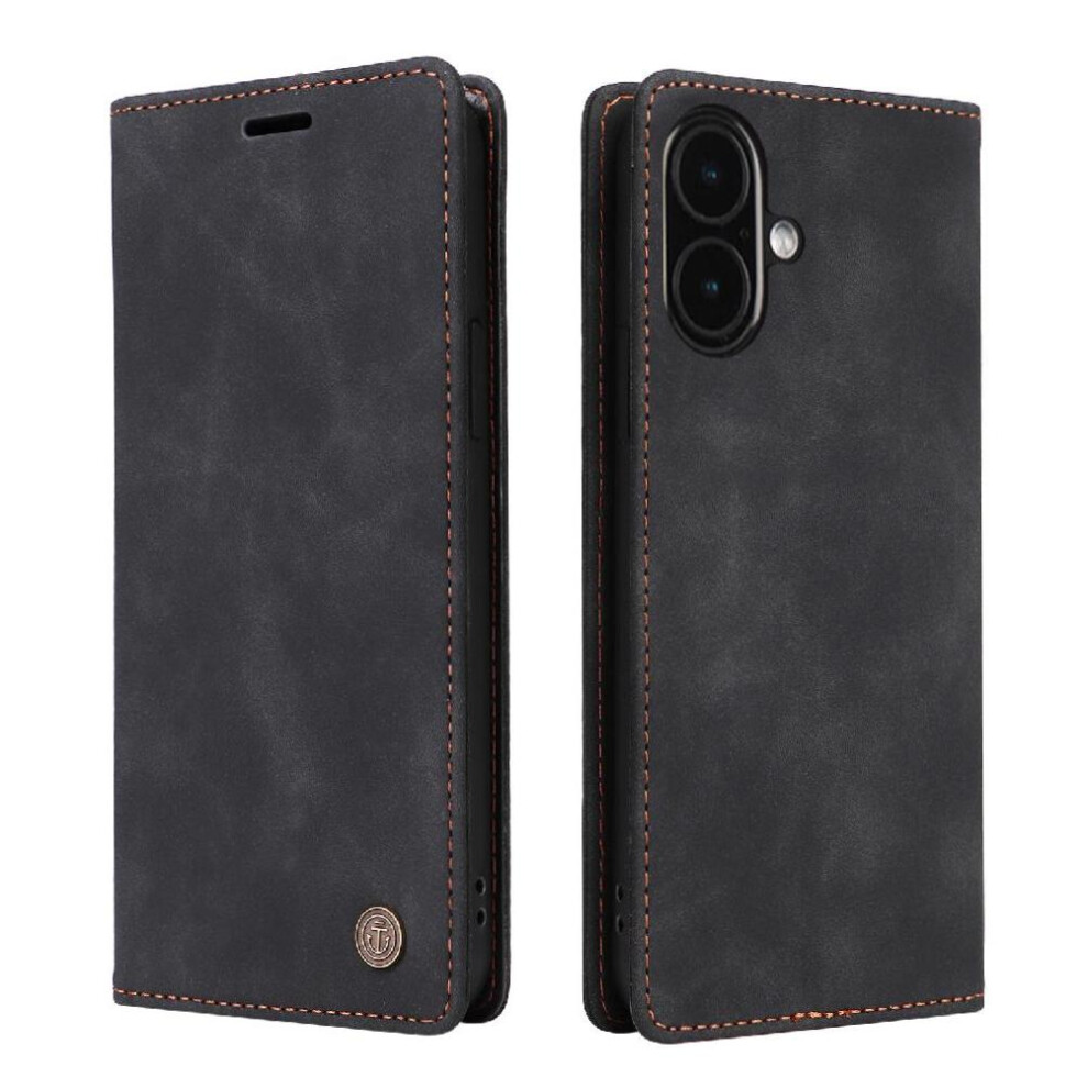 (Black) Flip Case For Iphone 16 Simple Business Wallet Leather Case Shockproof Flip Cover Black 764762796754