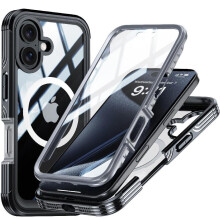 (Black) Magnetic Case for iphone 16 Military Drop and Crash Proof 360 All Inclusive Glass Screen Protector