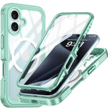 (Green) Magnetic Case for iphone 16 Military Drop and Crash Proof 360 All Inclusive Glass Screen Protector