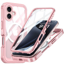 (Pink) Magnetic Case for iphone 16 Military Drop and Crash Proof 360 All Inclusive Glass Screen Protector